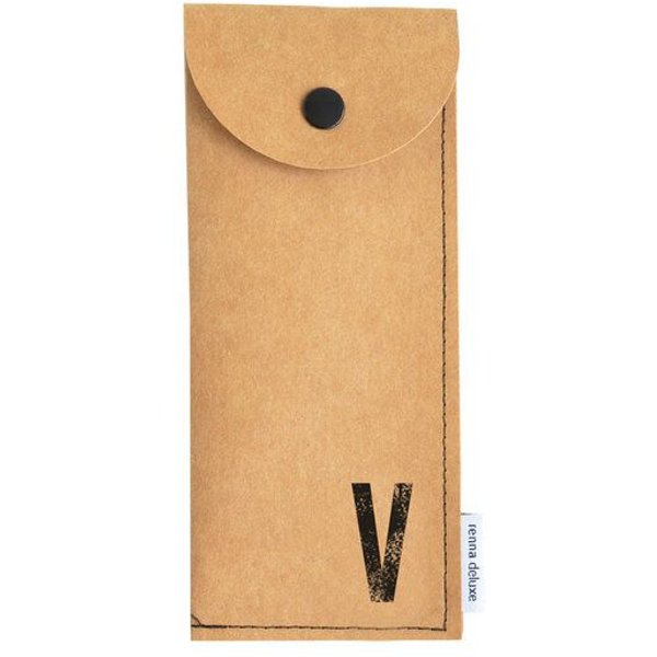 renna deluxe Stifteetui mit Monogramm, vegan, Federmäppchen, schwarz, braun, grau