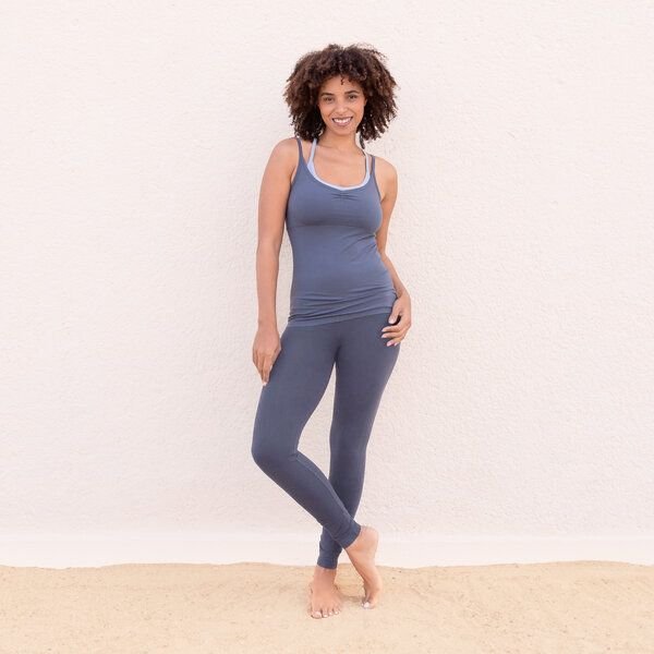 Jaya KATE - Damen - Klassische High-Waist Leggings, elastisch, doppelte Taillenpartie