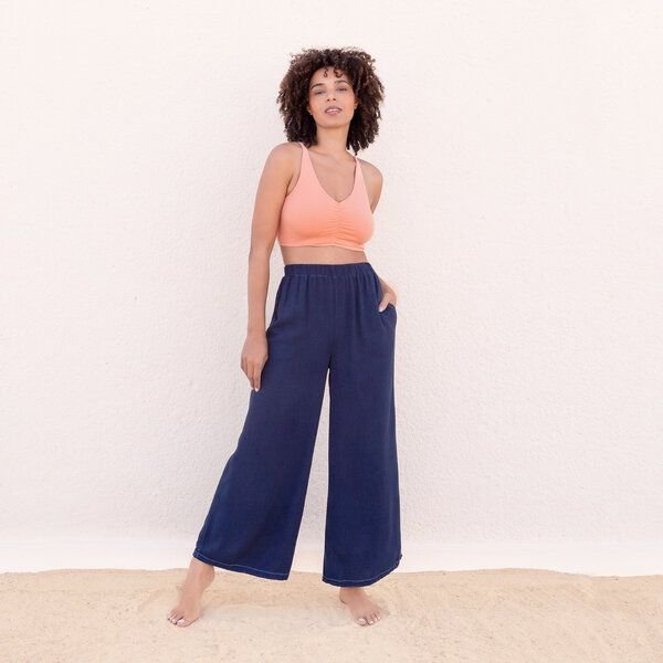SKY - Damen - JAYA-UNIQUE - lässige Sommerhose, gerade geschnittene Beine, Drawstrings Dip-Dye Färbung handgemacht in Bali