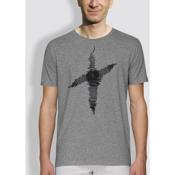 little kiwi Herren T-Shirt, "Linienkreuz", Grau