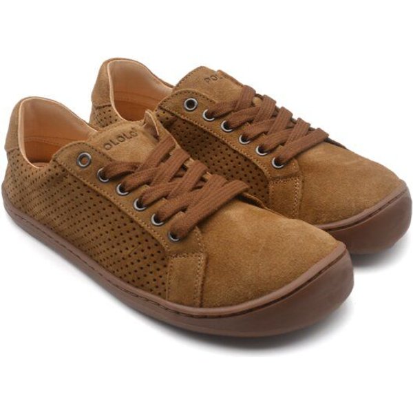 POLOLO Plus perforierter Barfuß Sneaker für Erwachsene, chromfrei gegerbtes Leder