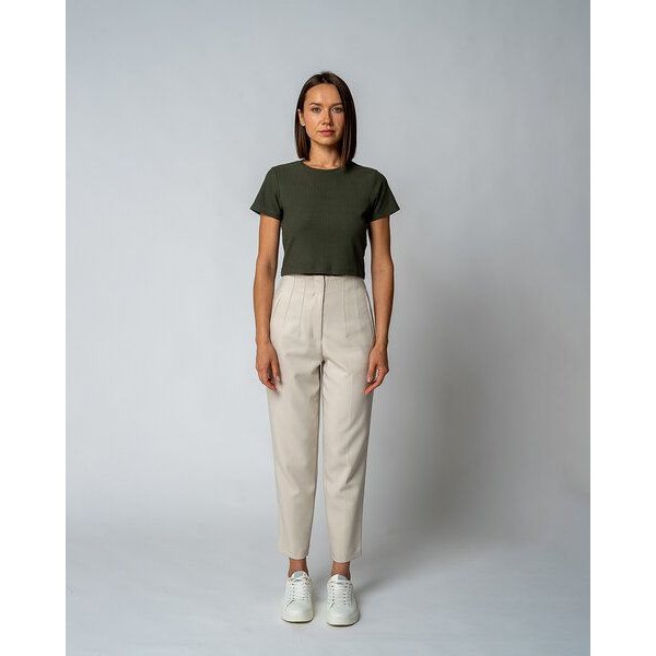 GORG Damen Geripptes Cropped T-Shirt aus Bio-Baumwolle & TENCEL Modal
