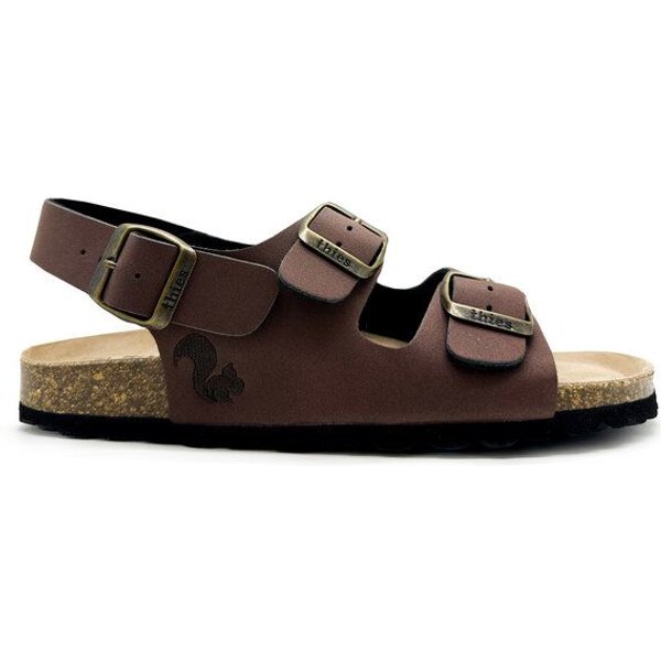 Vegane thies ® Eco Bio Backstrap Sandale aus rec. PET mit Kork-Tieffussbett