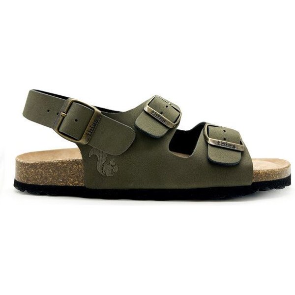 Vegane thies ® Eco Bio Backstrap Sandale aus rec. PET mit Kork-Tieffussbett