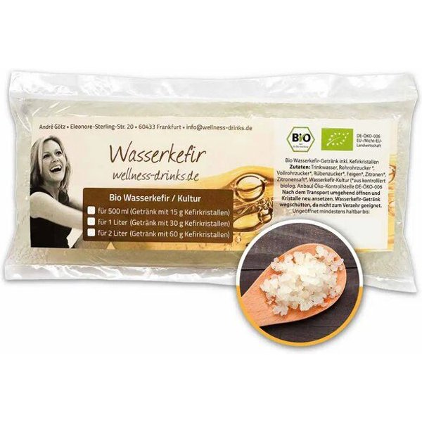 Wellness-Drinks Bio Wasserkefir mit Kefirkristallen (groß)