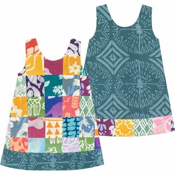Global Mamas Baby Bio Wendekleid REVERSIBLE - Patchwork/Giraffe/Chicken