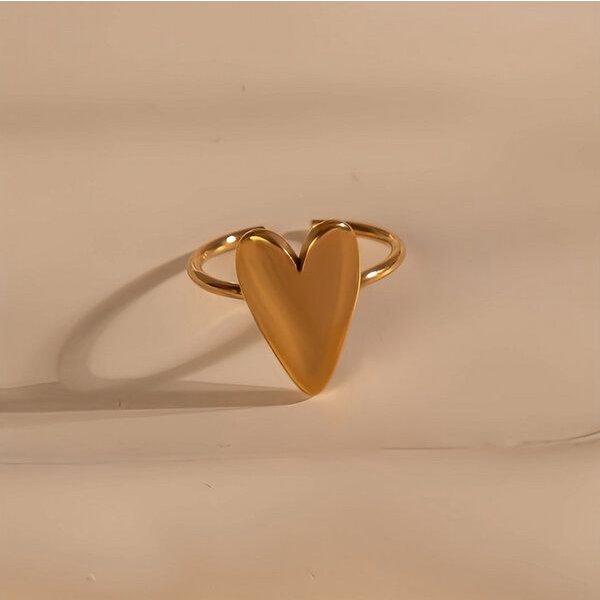 Größenverstellbarer HERZ Ring ca. 18 x 15 mm von Elektropulli