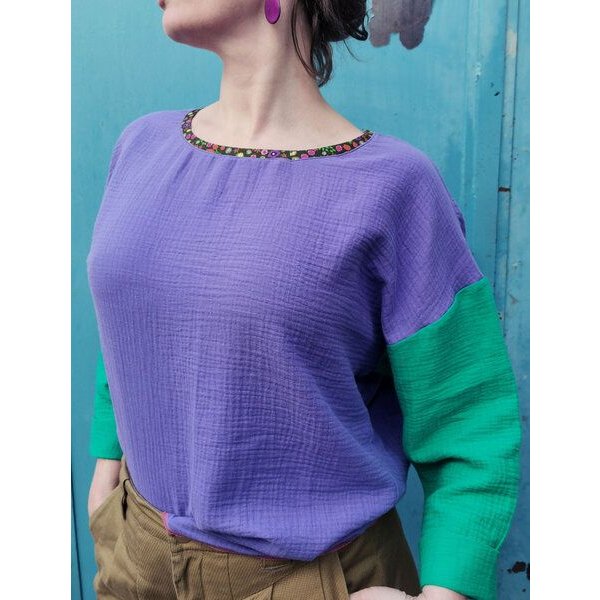 Fräulein Prusselise Musseline colourblock Top, Shirt, Bluse, bunt, -bio,