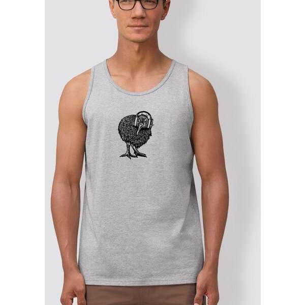 little kiwi Herren Tanktop, „Kiwis Sound“, Heather Grey