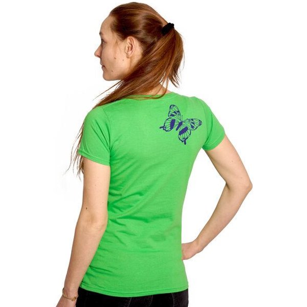 HANDGEDRUCKT "Tagpfauenauge 01" Schmetterling Frauen T-Shirt Earth Positive