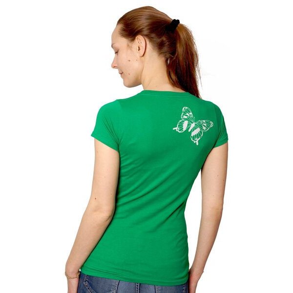 HANDGEDRUCKT "Tagpfauenauge 01" Schmetterling Frauen T-Shirt Earth Positive