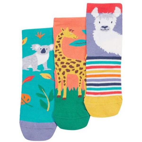Frugi Kindersocken in Dreierpack mit Koala, Giraffe und Lama