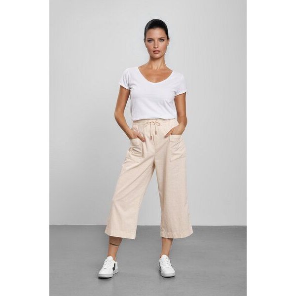 Feuervogl fv-Mar:tha Jogpants | Wide Leg | Cropped | Rubber Waistband | Cotton-Linen-Mix