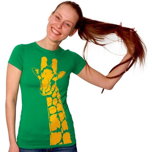 HANDGEDRUCKT "Stephanie la Girafe" Frauen T-Shirt Earth Positive