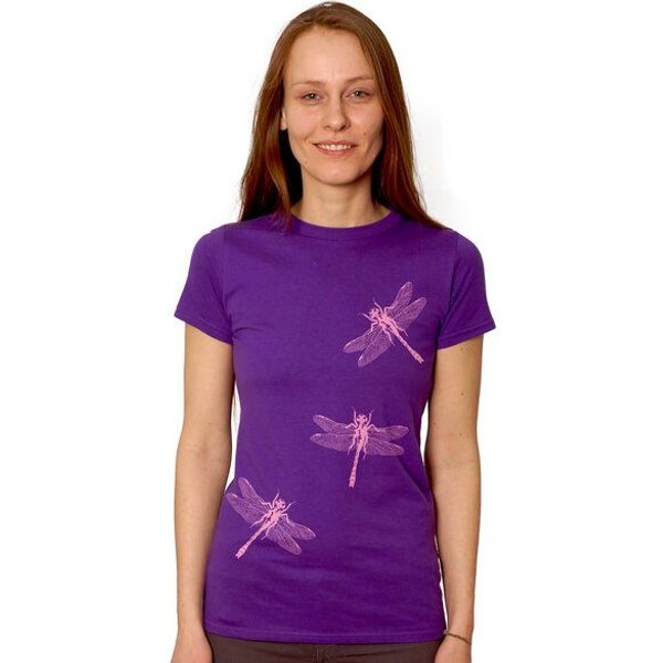 HANDGEDRUCKT "3 Azurjungfern" Frauen T-Shirt Earth Positive