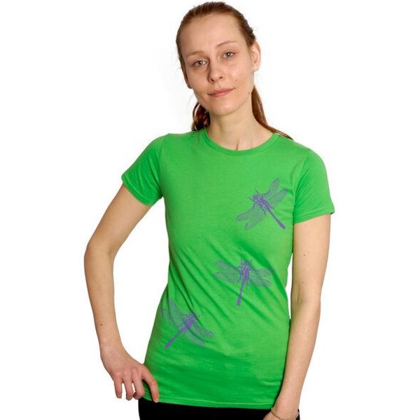 HANDGEDRUCKT "3 Azurjungfern" Frauen T-Shirt Earth Positive