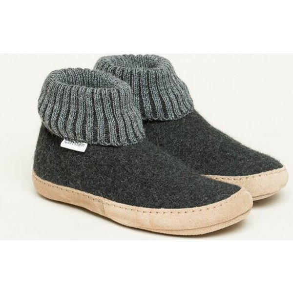 Gottstein Hüttenschuh Dakota - Hoher Filzhausschuh für Damen & Herren aus 100% Schurwolle mit extra bequemer Ledersohle & elastischem Strickbund