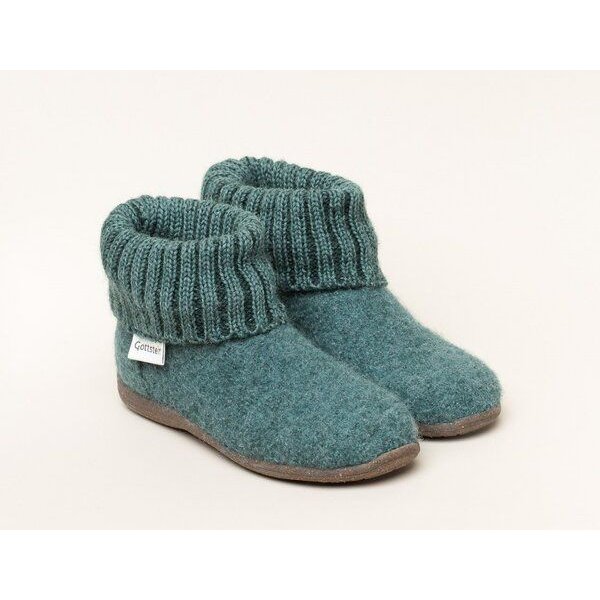Gottstein Kinder Hüttenschuh Alpine Boot RU - Aus reiner Schafwolle für Jungen & Mädchen mit Gummisohle - Hausschuh Made in Tirol
