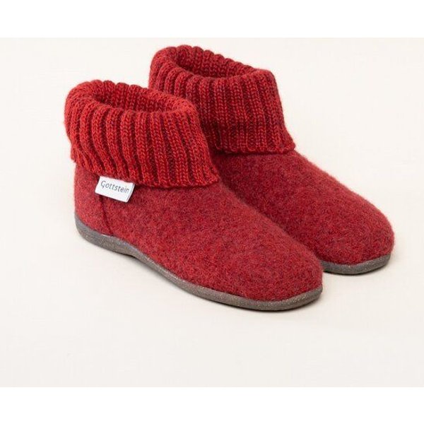 Gottstein Kinder Hüttenschuh Alpine Boot RU - Aus reiner Schafwolle für Jungen & Mädchen mit Gummisohle - Hausschuh Made in Tirol
