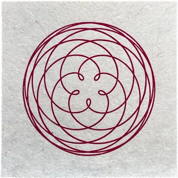 Veskor Cassiopeia ROSE OF VENUS Linoldruck | 22 × 22 cm | Hot-Pink auf erdigem Altweiß