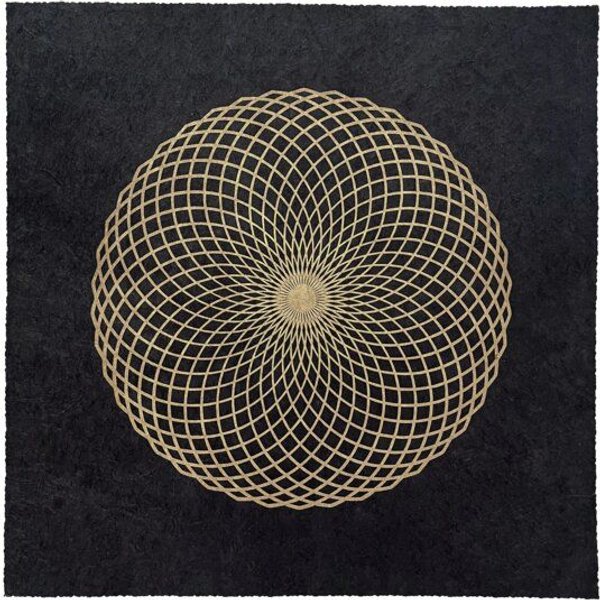 Veskor Cassiopeia LOTUS DES LEBENS Heilige Geometrie Linoldruck | 40 x 40 cm | Gold auf Schwarz