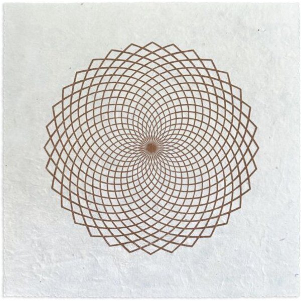 Veskor Cassiopeia LOTUS DES LEBENS Heilige Geometrie Linoldruck | 27,5 x 27,5 cm | Kupfer auf Naturweiß