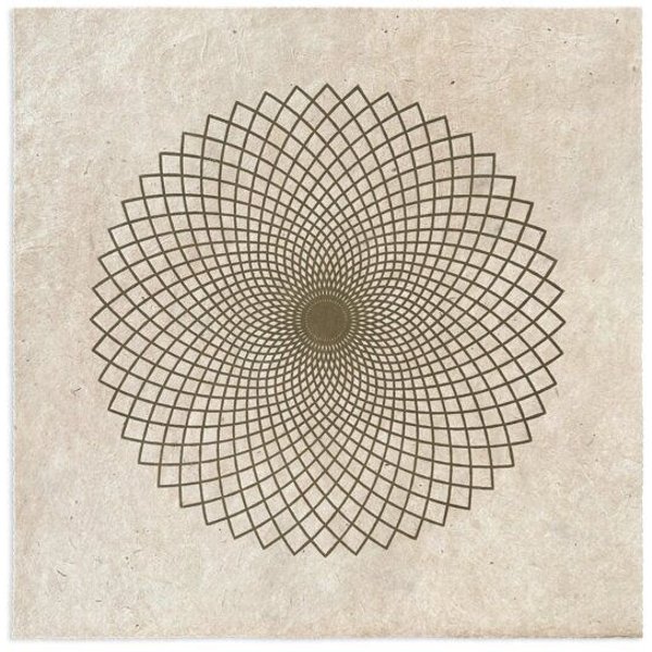 Veskor Cassiopeia LOTUS DER LIEBE Heilige Geometrie Linoldruck | 40 x 40 cm | Gold auf Rosenholz