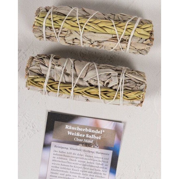 Oh Shanti Räucherbündel Weißer Salbei mit Sweetgrass, 2er Set