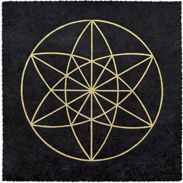 Veskor Cassiopeia VEKTOR EQUILIBRIUM II Heilige Geometrie Linoldruck | 22 × 22 cm | Gold auf Schwarz