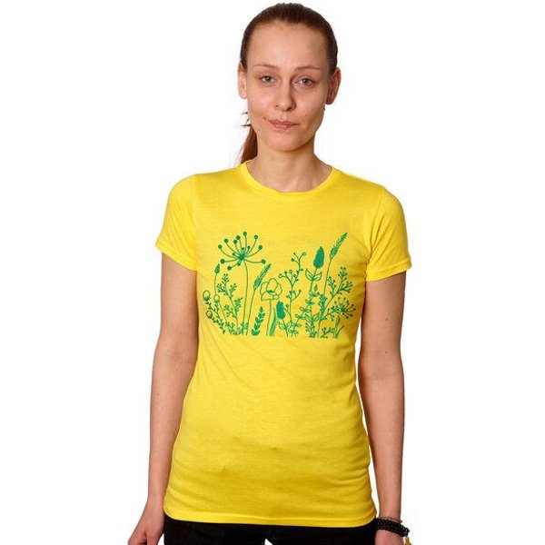 HANDGEDRUCKT "Wilde Wiese" Frauen T-Shirt Earth Positive