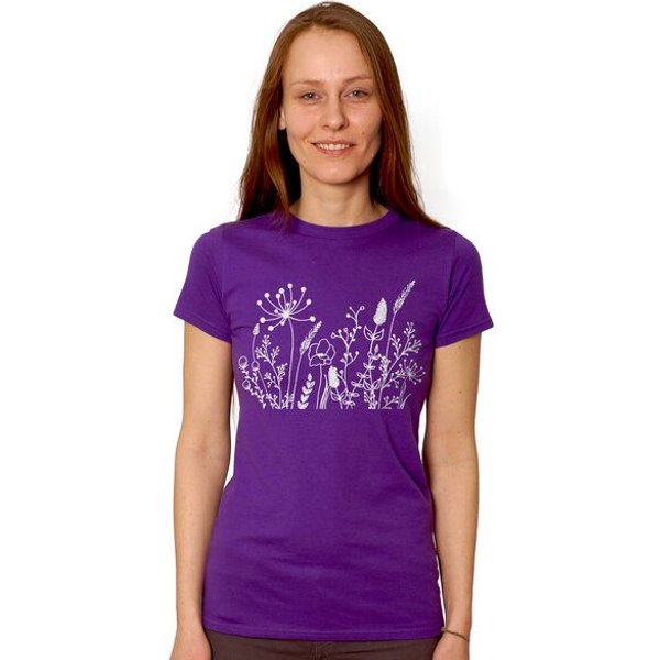 HANDGEDRUCKT "Wilde Wiese" Frauen T-Shirt Earth Positive