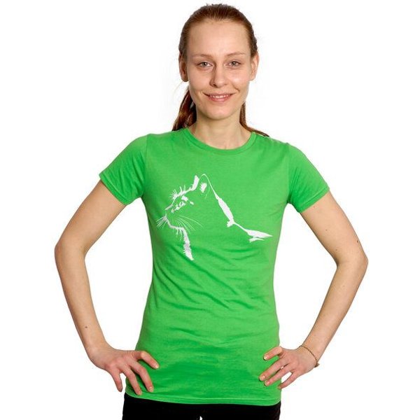 HANDGEDRUCKT "Stubentiger" Frauen T-Shirt Earth Positive