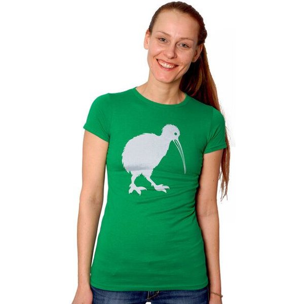 HANDGEDRUCKT "Kiwi" Frauen T-Shirt Earth Positive