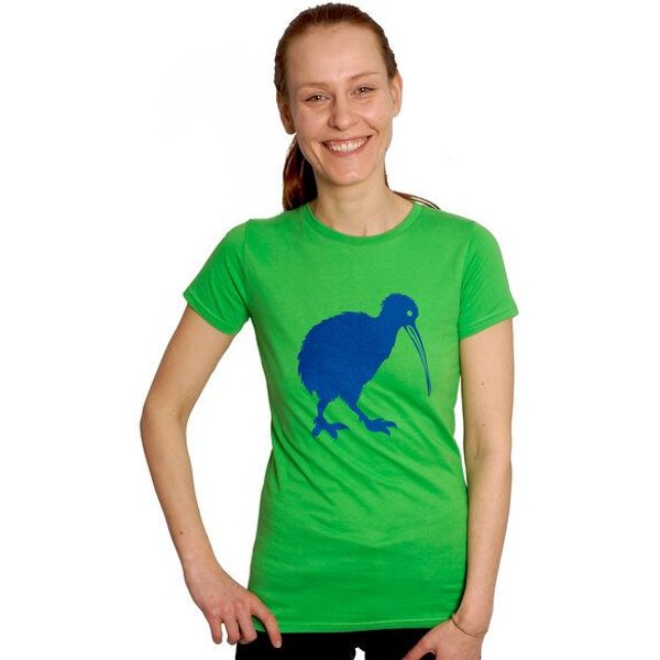 HANDGEDRUCKT "Kiwi" Frauen T-Shirt Earth Positive