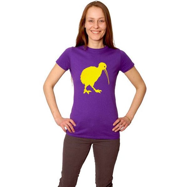 HANDGEDRUCKT "Kiwi" Frauen T-Shirt Earth Positive