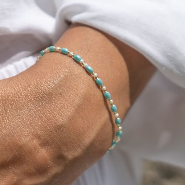 juni Sommer Perlenarmband "Tropical" in neon orange, türkis oder golden - mit veganen Reiskorn Perlen