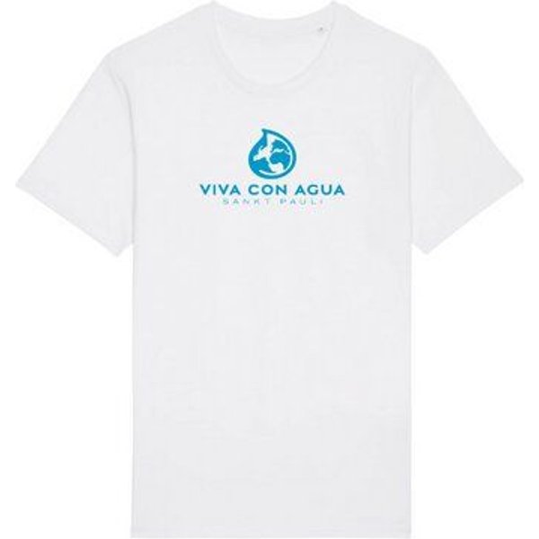 Biobaumwoll Unisex T-Shirt mit Viva con Agua Logo in Weiss und Dunkelblau