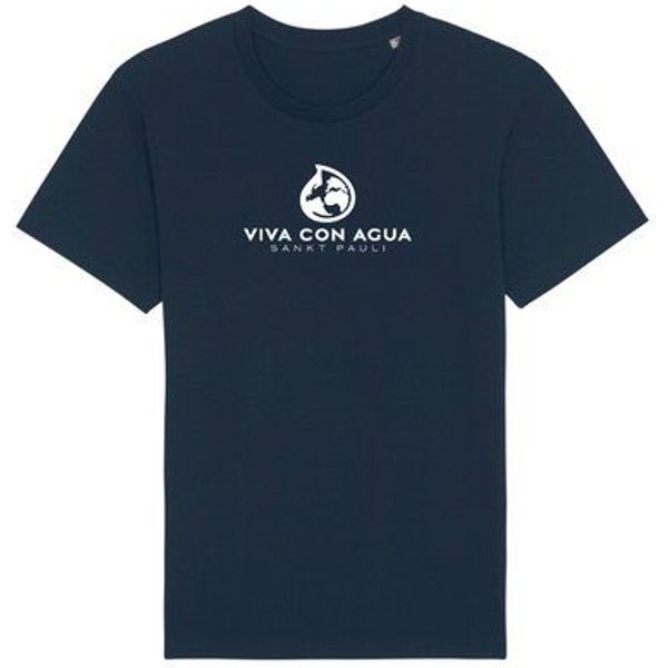 Biobaumwoll Unisex T-Shirt mit Viva con Agua Logo in Weiss und Dunkelblau
