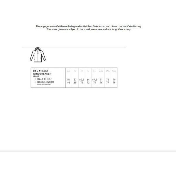 B&C BE INSPIRED Unisex Regen- und Windjacke einstellbare dreiteilige Kapuze mit zwei Fronttaschen