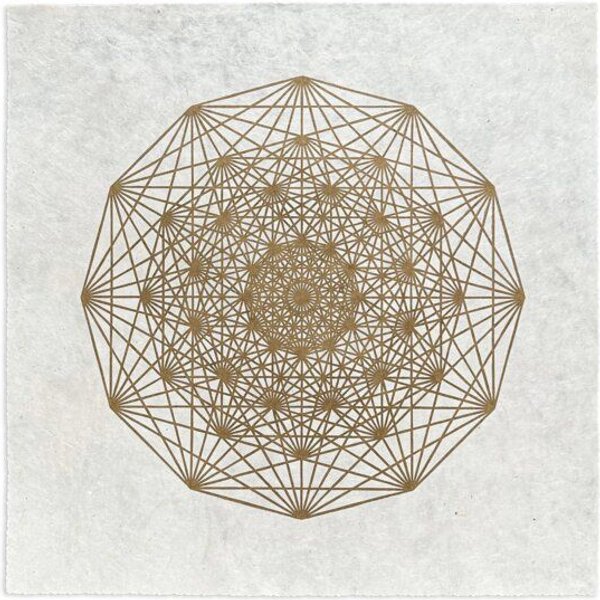 Veskor Cassiopeia DEMIHEPTERAKT Heilige Geometrie Linoldruck | 40 × 40 cm | Gold auf Naturweiß