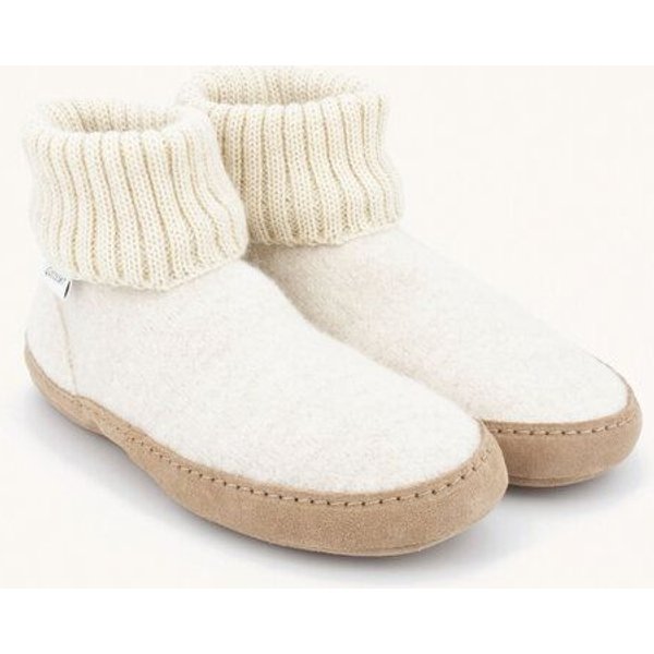 Gottstein Hüttenschuh Dakota - Hoher Filzhausschuh für Damen & Herren aus 100% Schurwolle mit extra bequemer Ledersohle & elastischem Strickbund
