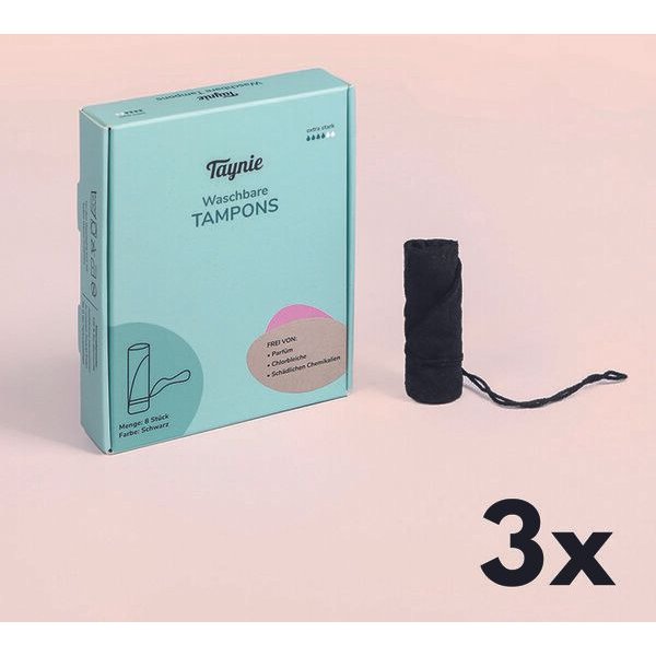 Taynie Waschbare Tampons extra stark (8 Stk.) - Biozidfrei - wiederverwendbar - 90°C - Stofftampons - Bio-Baumwoll Tampons