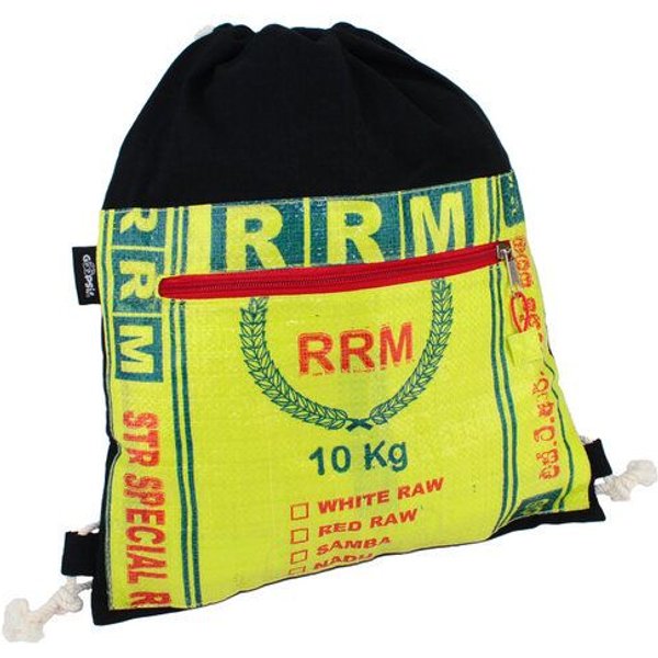 GOOPSI Turnbeutel aus handgewebter Baumwolle, upcyling Rucksack, Festivalrucksack - Fairtrade