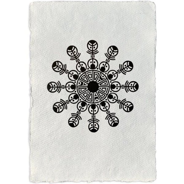 Veskor Cassiopeia KORNKREIS II Linoldruck | 21 x 29,7 cm (A4) | Schwarz auf Naturweiß
