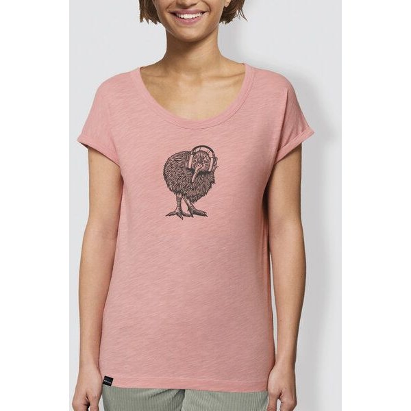little kiwi Damen T-Shirt, "Abschalten", Rosé, locker geschnitten