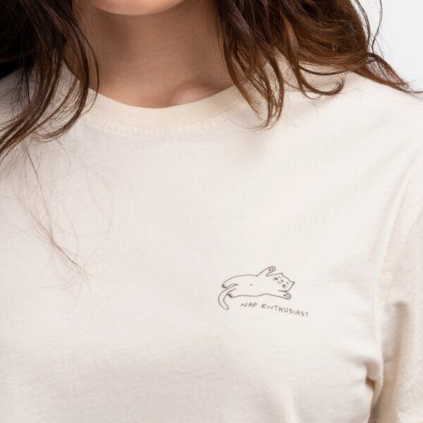 Natural Vibes T-Shirt Cat Nap Bio GOTS | Bio T-Shirt | Weißes T-Shirt (Naturweiß) | Damen T-Shirt |