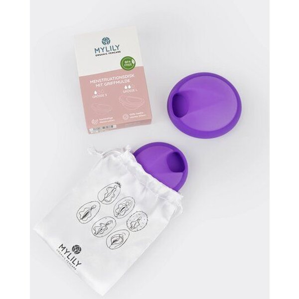 MYLILY Menstruationsscheibe mit Mulde - 2er Set | inkl. Aufbewahrungsbeutel
