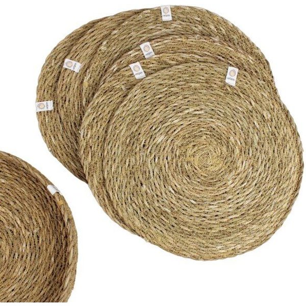 reSpiin Seegras-Tischsets mit Halter - 6er-Set - Natur