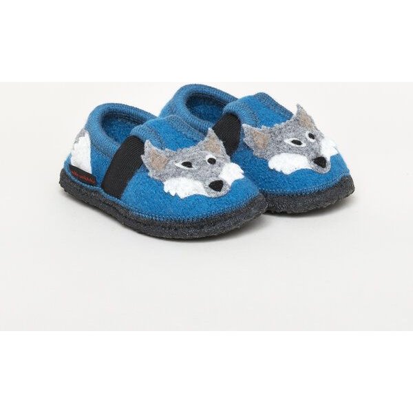 Kitz-Pichler Bobby Wolf - Kinder-Kinder-Hausschuh für Jungen & Mädchen aus 100% Schurwolle - Warme Filz-Pantoffel