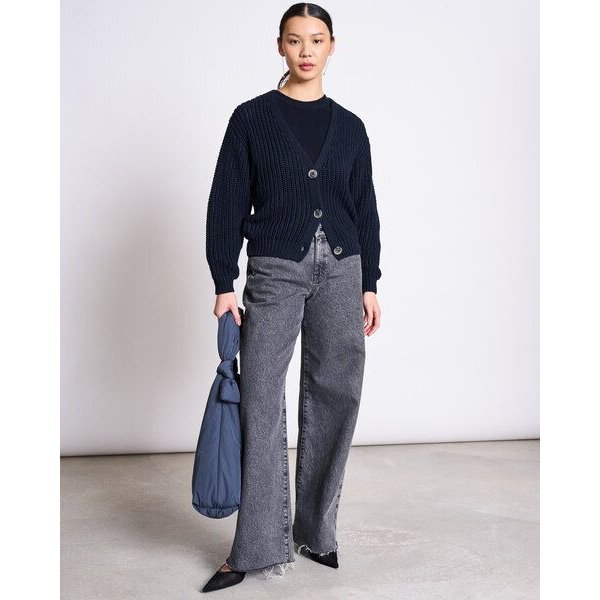 JAN N JUNE V-Ausschnitt Strickjacke LENA aus Baumwolle GOTS